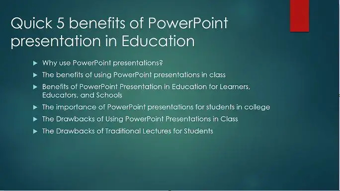 advantage of using powerpoint presentation in teaching Quick 5 benefits of PowerPoint presentation in Education