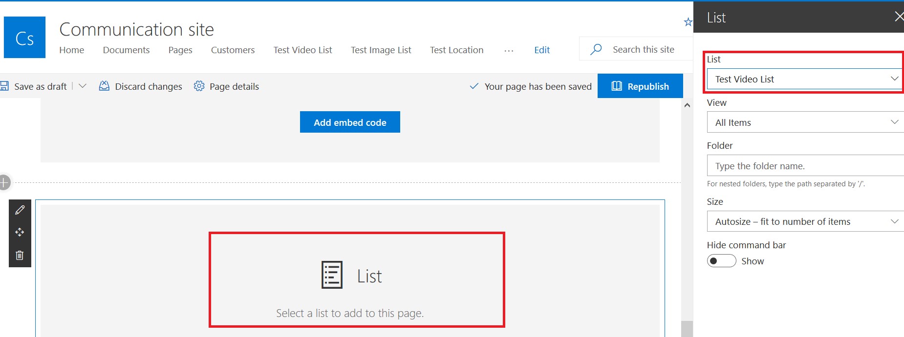 Show a selected YouTube video in SharePoint Online