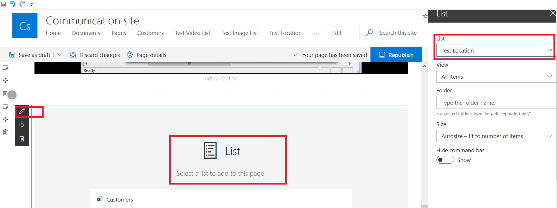 Show a selected location in SharePoint Online