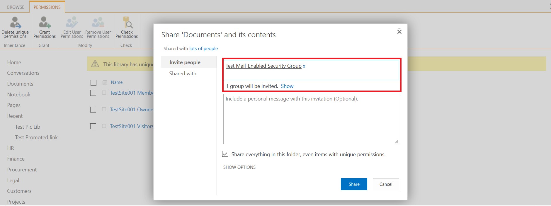 Mail-enabled security group in SharePoint Online - Security groups in office 365