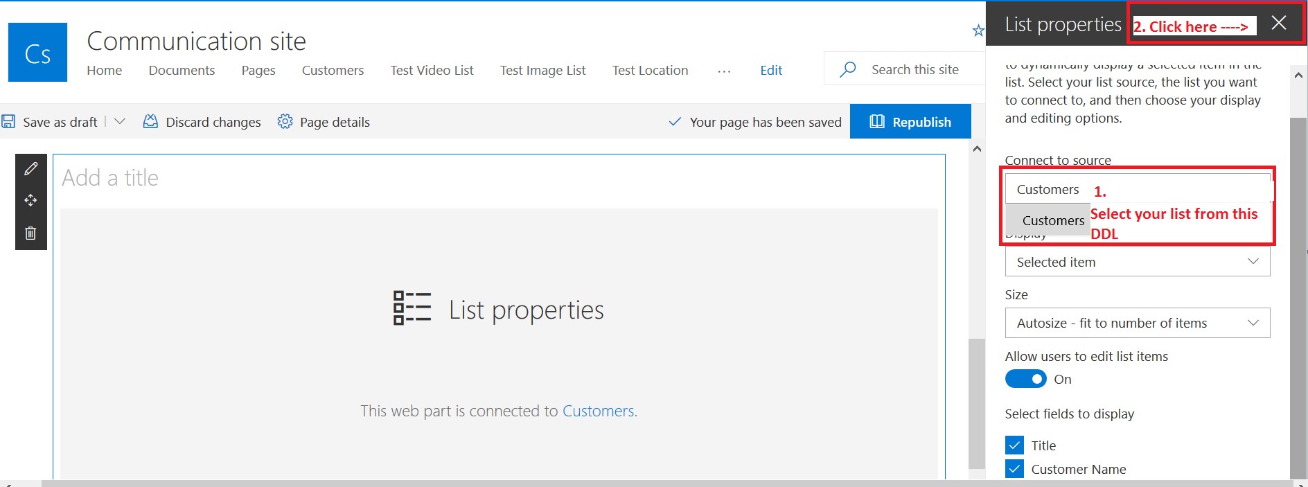 Connect to source in list view web part drop-down list - SharePoint Online