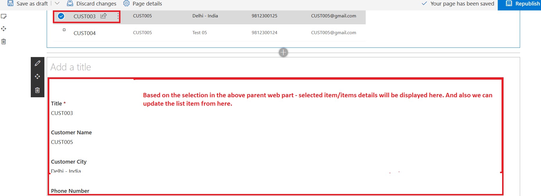 Display selected list items in pop-up page using SharePoint list view connected web part
