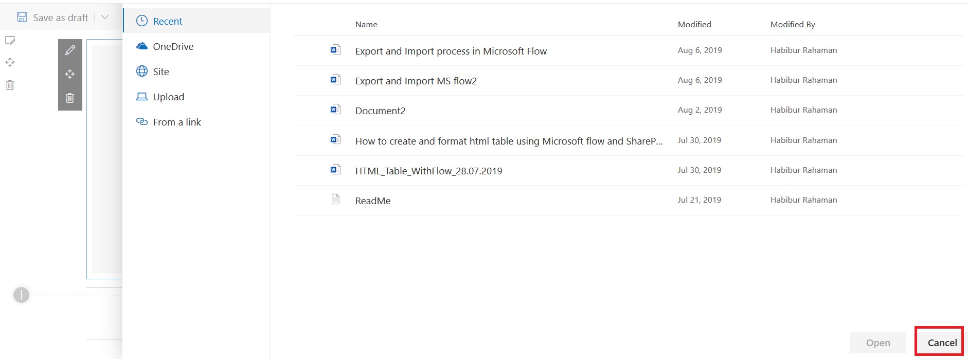 Add File Viewer Web Part, and while adding “File Viewer” web part we’ll get the below window, click on “Cancel”.