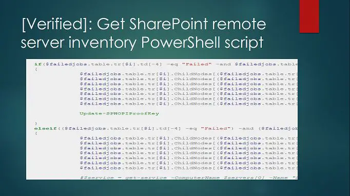 Måned studieafgift Wow Verified]: Get SharePoint remote server inventory PowerShell script -  Global SharePoint Diary