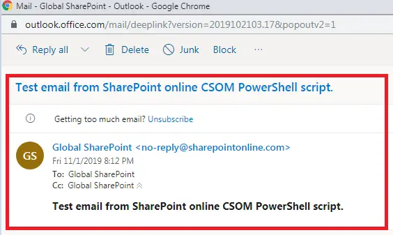 SendEmailFromSPCSOMPowerShell2