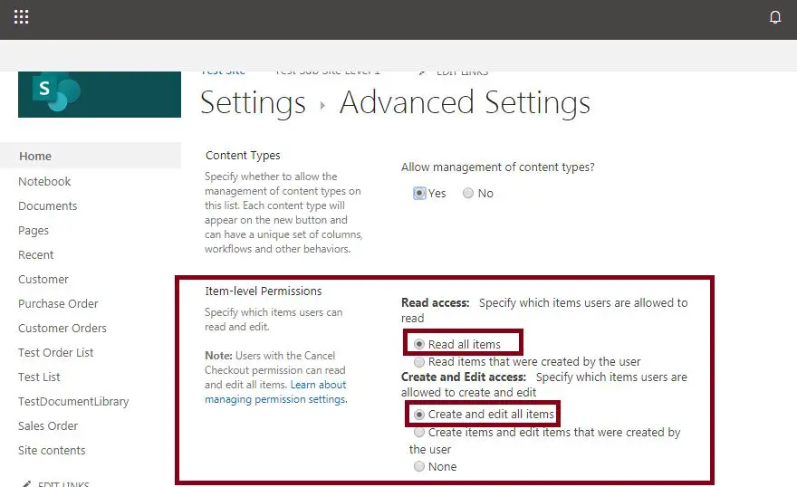 Set Item Level Permissions in SharePoint list - Enable