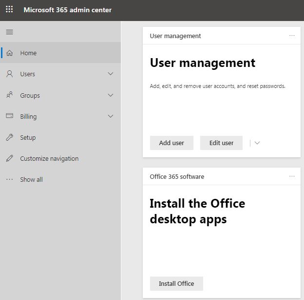 Microsoft 365 or Office 365 admin center