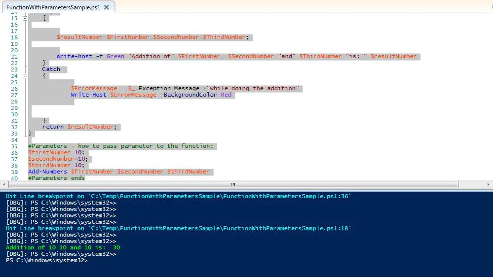 Pass multiple parameters into a function in PowerShell