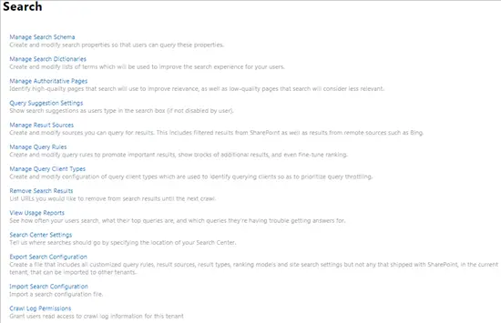 Search - SharePoint admin center - Office 365 - Microsoft 365 admin center