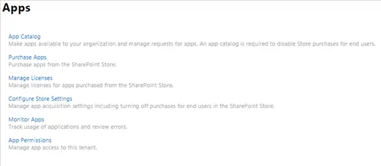Apps - Search - SharePoint admin center - Office 365 - Microsoft 365 admin center