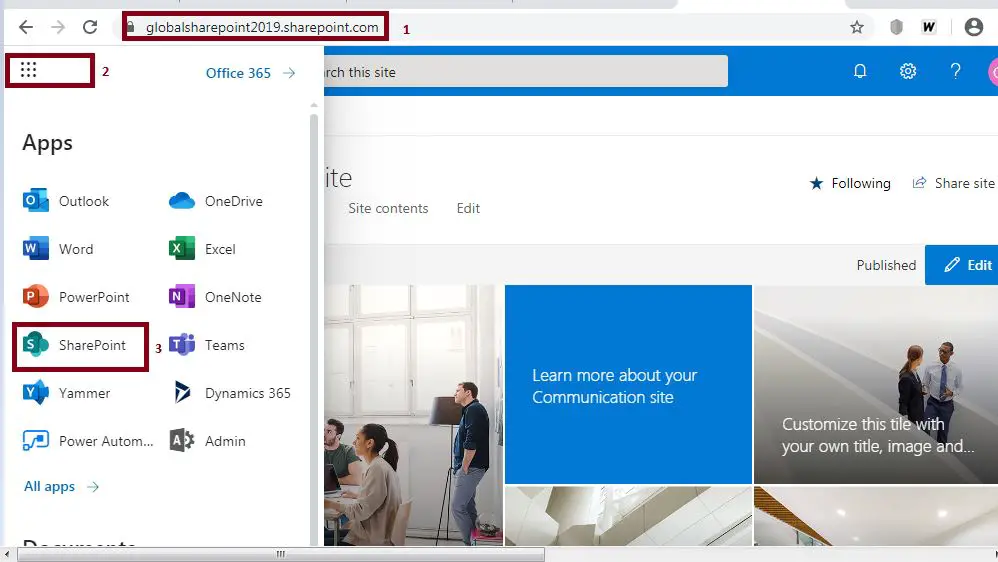 Team site or Communication site in SPO, SharePoint online app launcher : Create modern team site in SharePoint Online