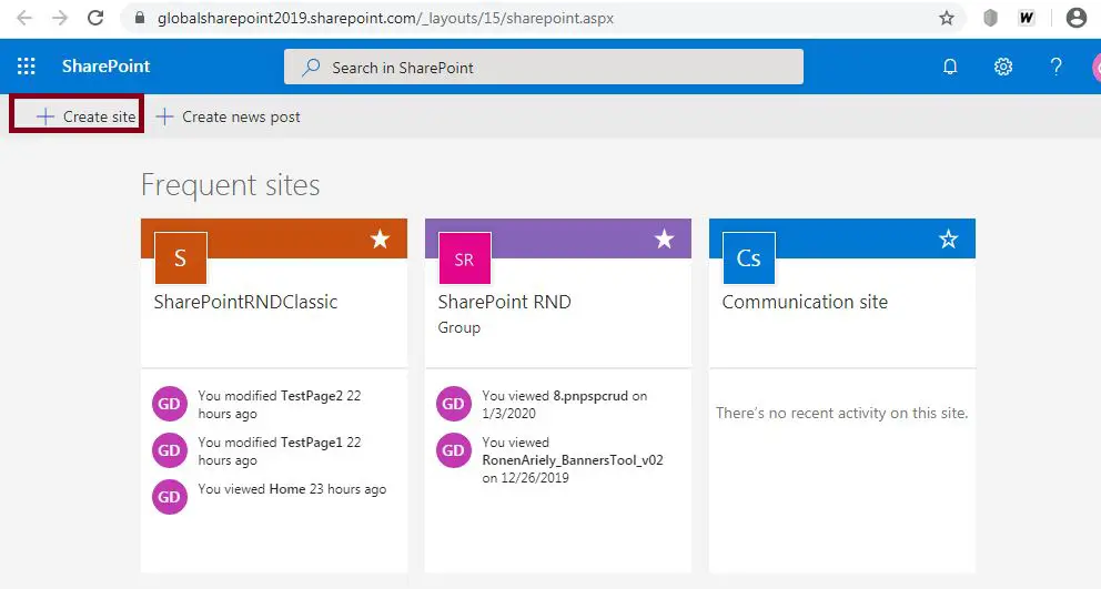 Team site or Communication site in SPO, SharePoint online create Site: Create modern team site in SharePoint Online