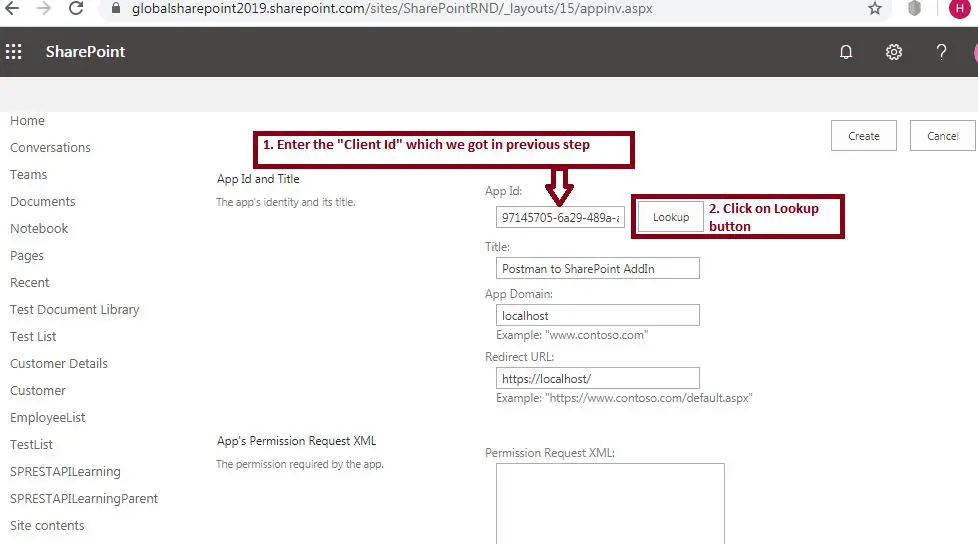 App's Permission Request XML: Grant Permissions to Add-In - SharePoint online - Postman tool SharePoint online REST API