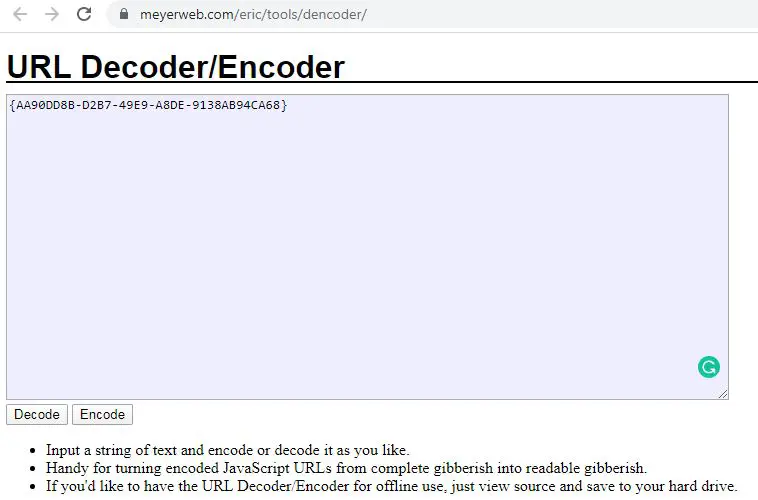 Decode SharePoint List ID (GUID) - URL Decoder/Encoder