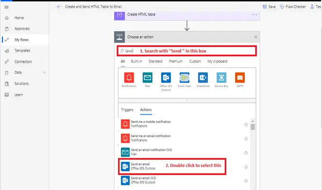 Send an email office 365 outlook in Microsoft flow power automate