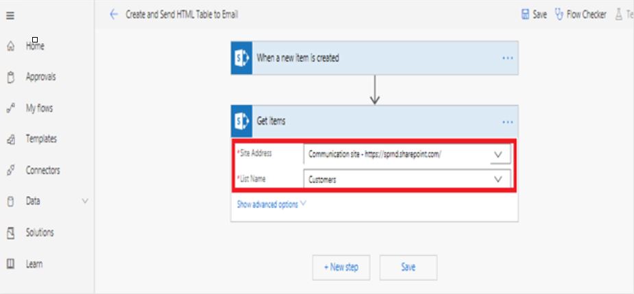 When a new item is created – Get Items in Microsoft Flow
