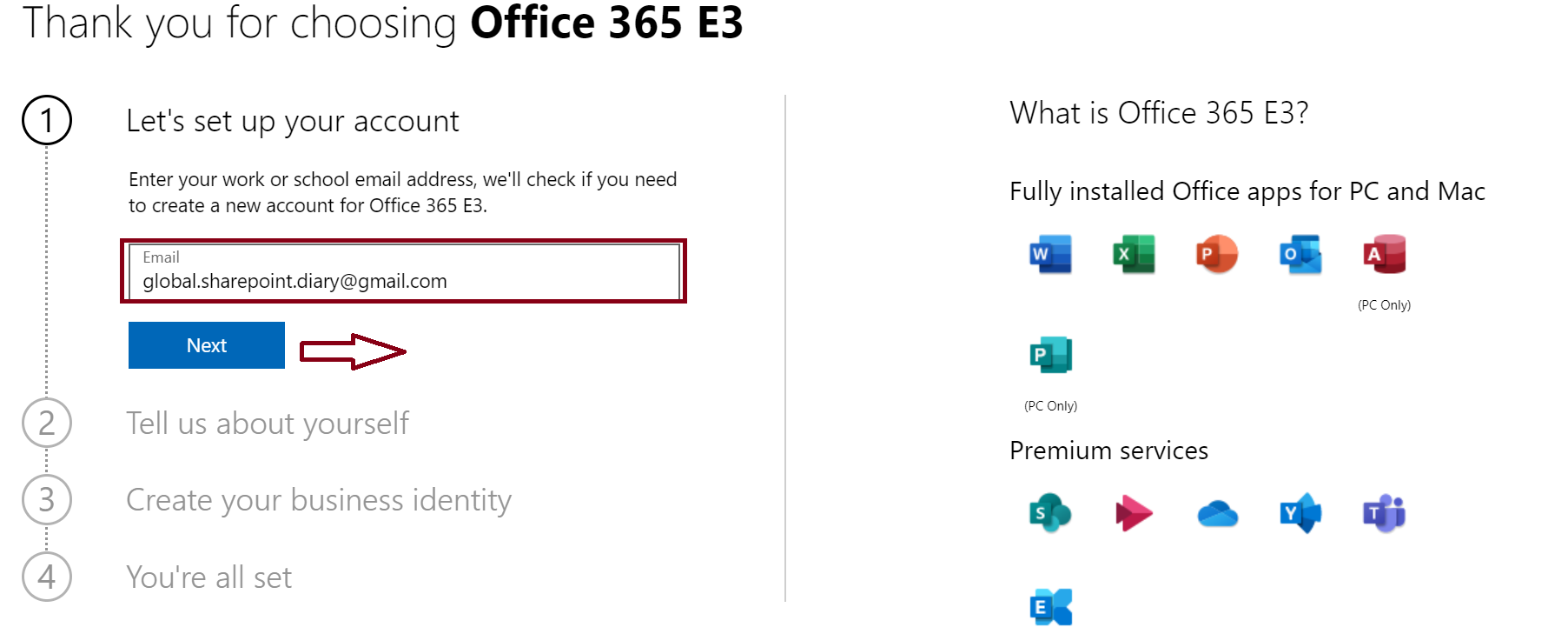 do i have to setup a microsoft account for office 365