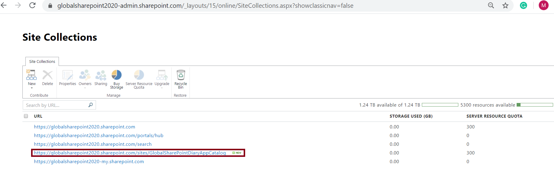 Classic site collection dashboard page