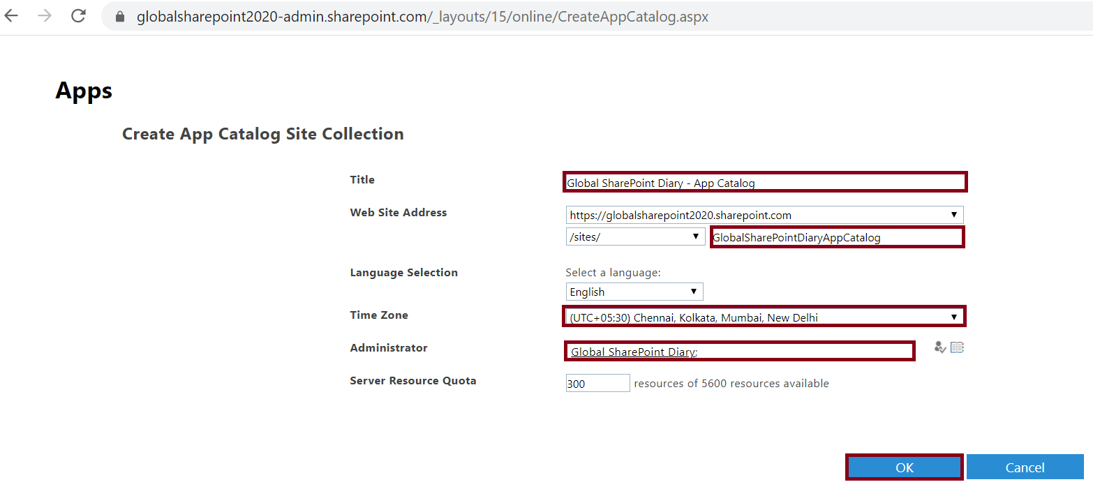Create app catalog site in SharePoint online step by step Global