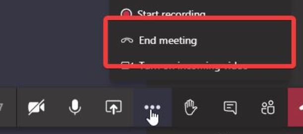 End the meeting for everyone - Microsoft Teams