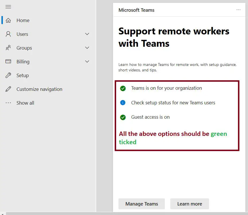 Support remote workers with ‎Teams‎ - status in Microsoft 365 admin center