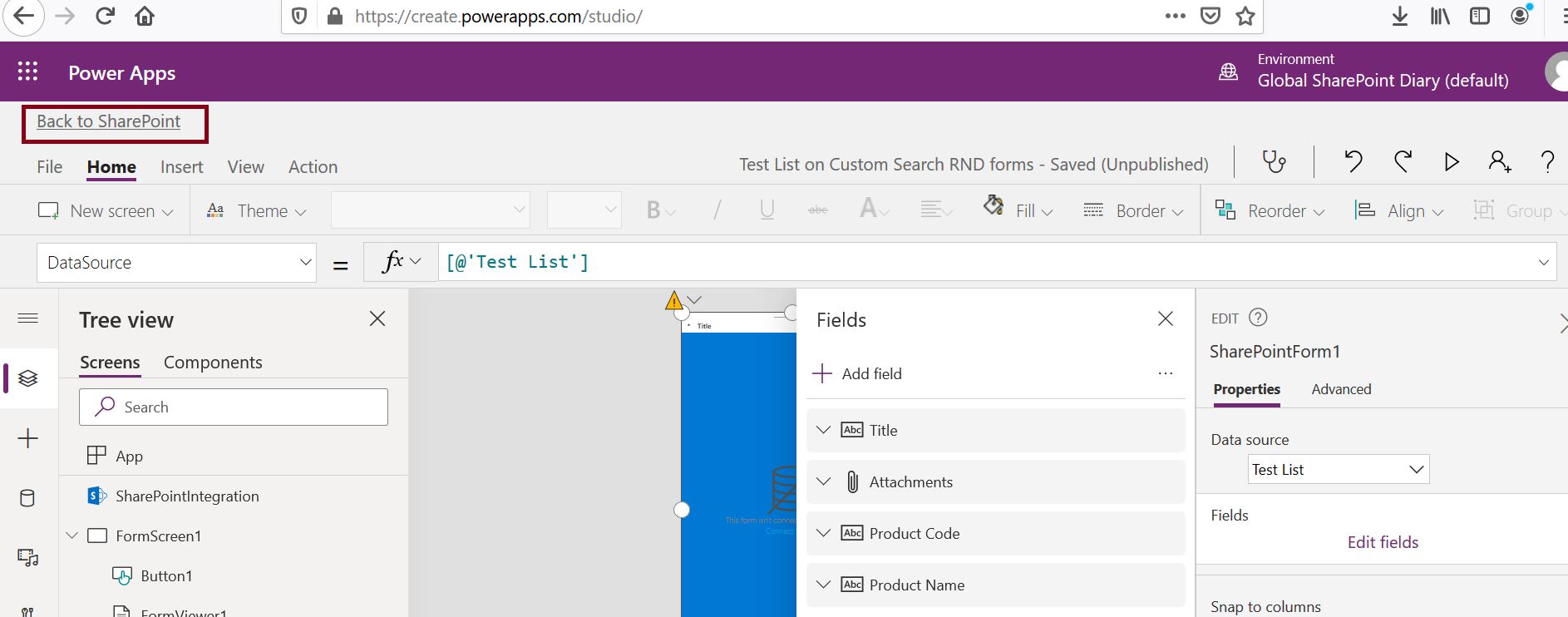 Publish PowerApps - how to publish PowerApps in SharePoint Online site - Back to SharePoint