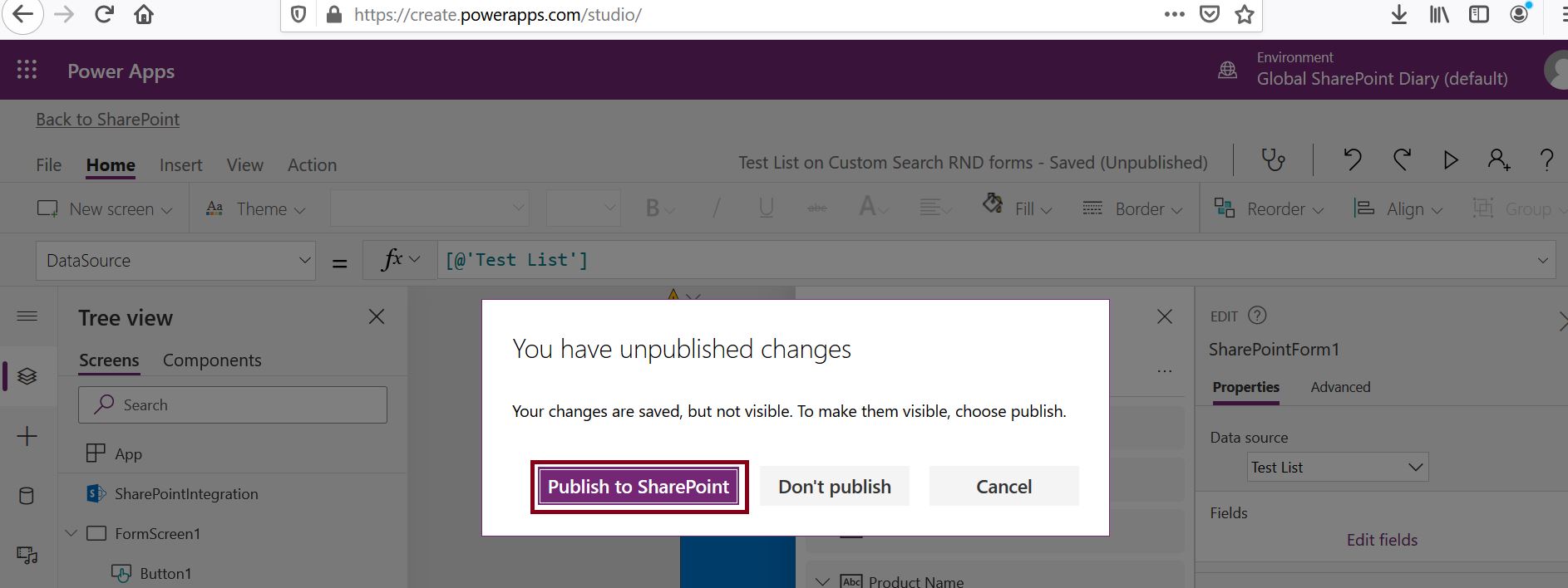 How to publish PowerApps in SharePoint Online site - Publish to SharePoint