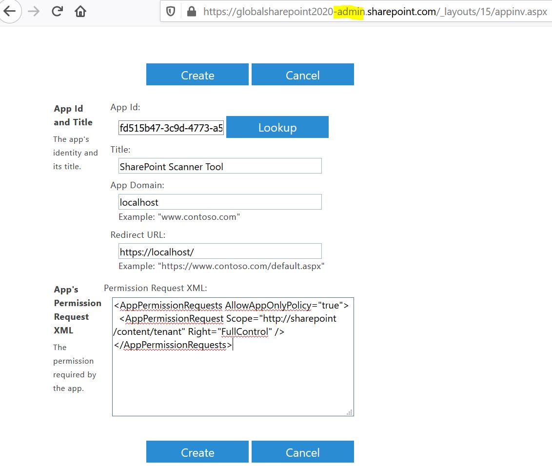 Tenant Scope Permission request XML in SharePoint Online (Office 365)