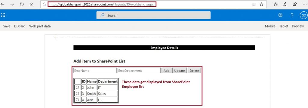 CRUD operations using SPFx and PnP JS in SharePoint Online