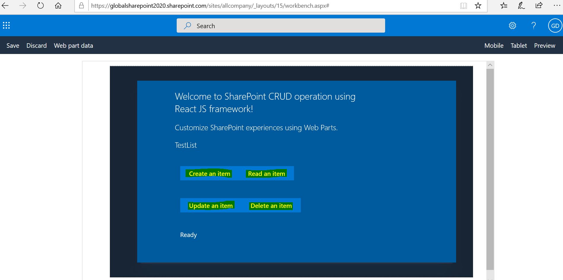 SharePoint Online CRUD operation using the SPFx React JS framework