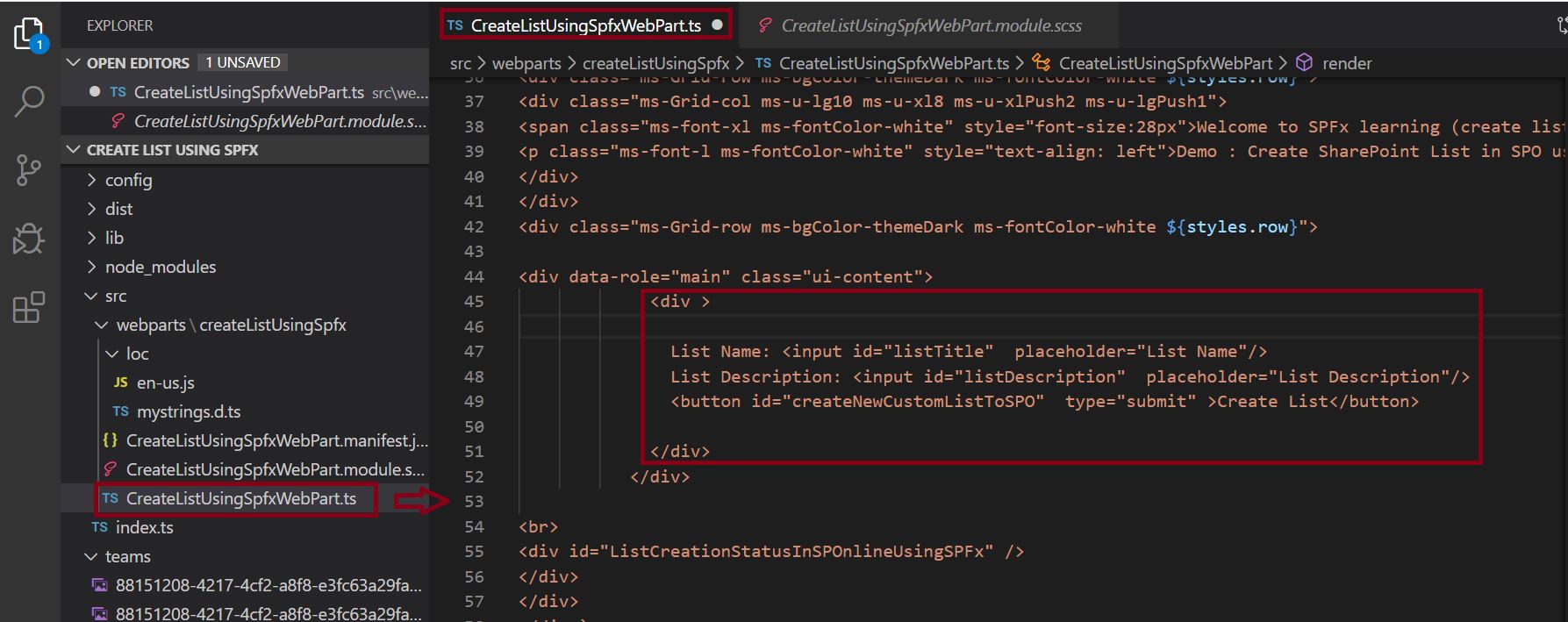 HTML Input in SPFx framework coding
