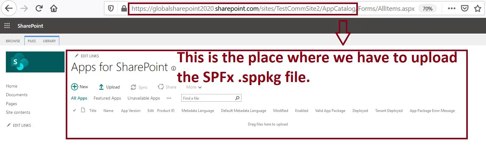 Apps for SharePoint library for SPFx SharePoint Online Site collection scope