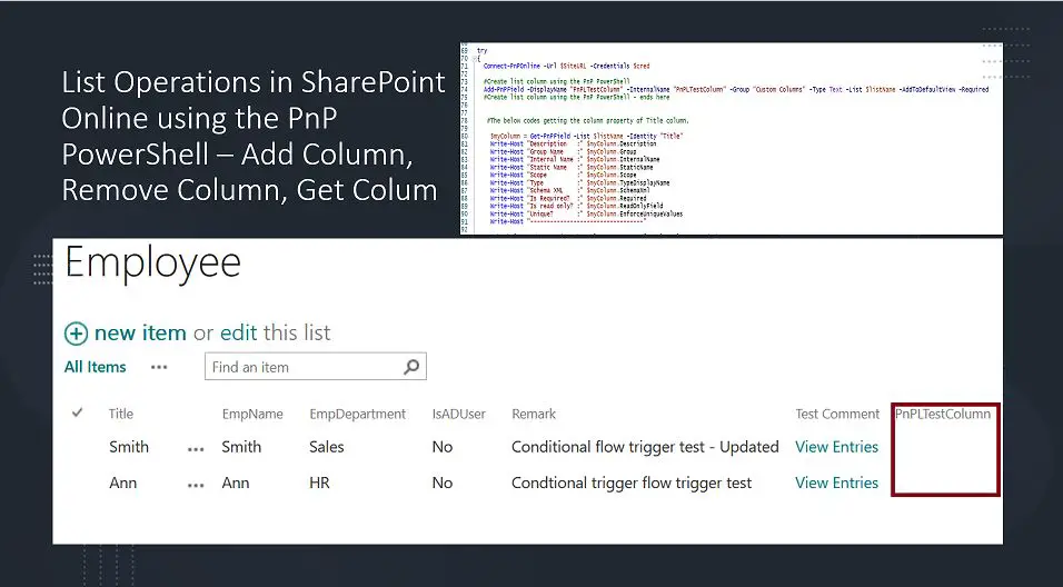List Operations in SharePoint Online using the PnP PowerShell – Add Column, Remove Column, Get Colum