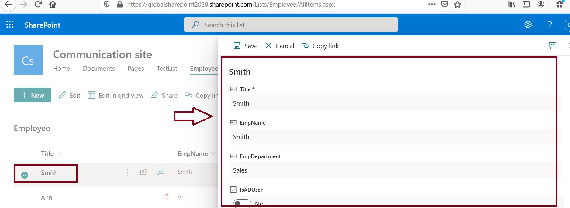 Customize the list form using JSON in SharePoint Online, Open modern SharePoint Online list edit Form