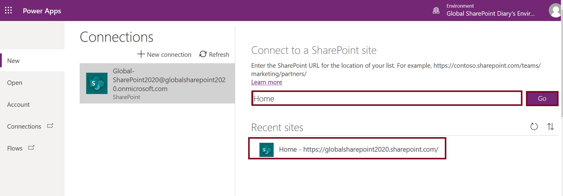Connect to a SharePoint Site for model-driven app in Power Apps