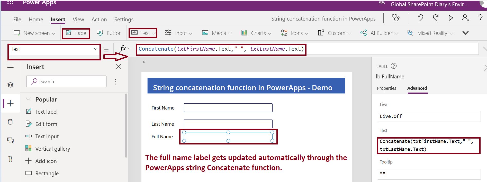 String Concatenation Function In Powerapps Global Sharepoint Diary