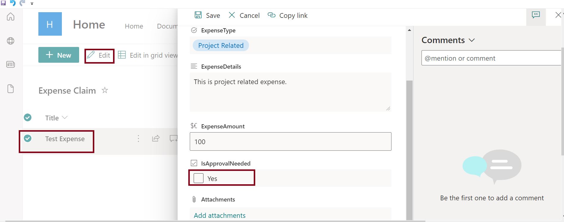 Conditionally show or hide columns in a SharePoint list, Open SharePoint list form in edit mode to show and hide the column