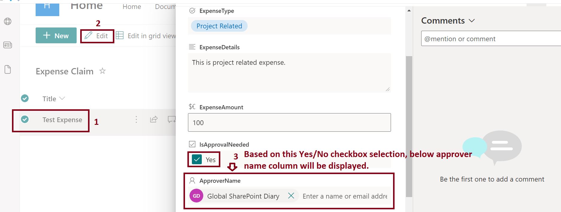 Show and hide column in SharePoint list form conditionally demo
