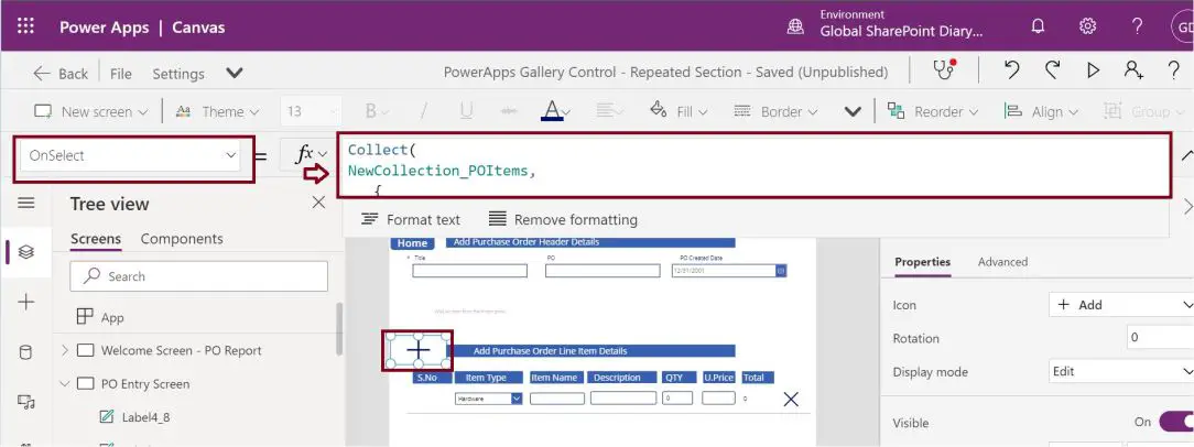 PowerApps repeating section data to SharePoint list step by step ...