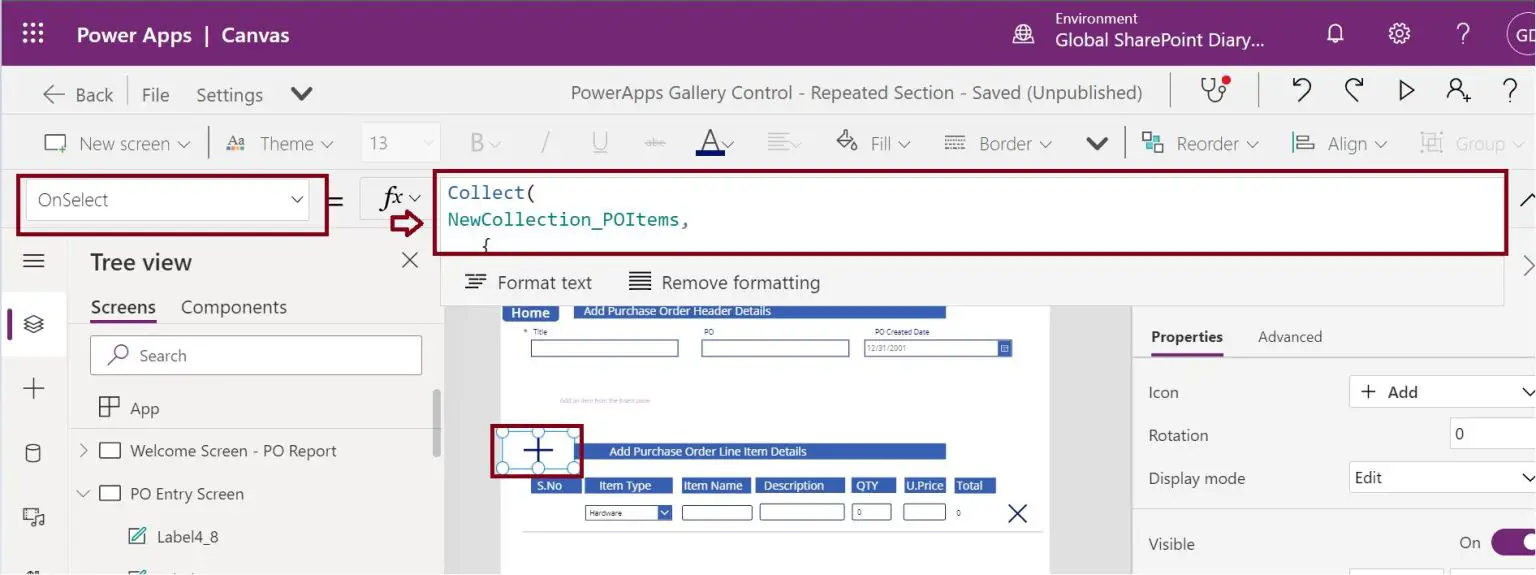 PowerApps repeating section data to SharePoint list step by step ...