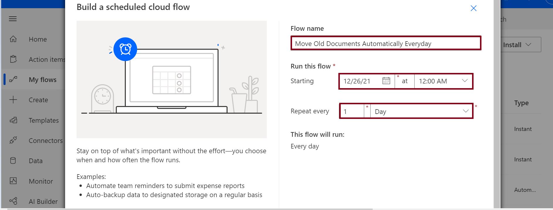 Build a scheduled cloud flow in Power Automate
