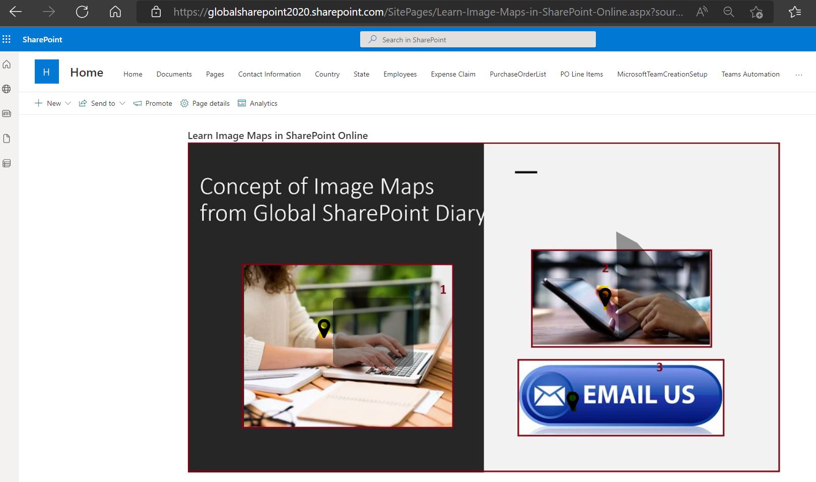 Configure Image Maps in SharePoint Online Page