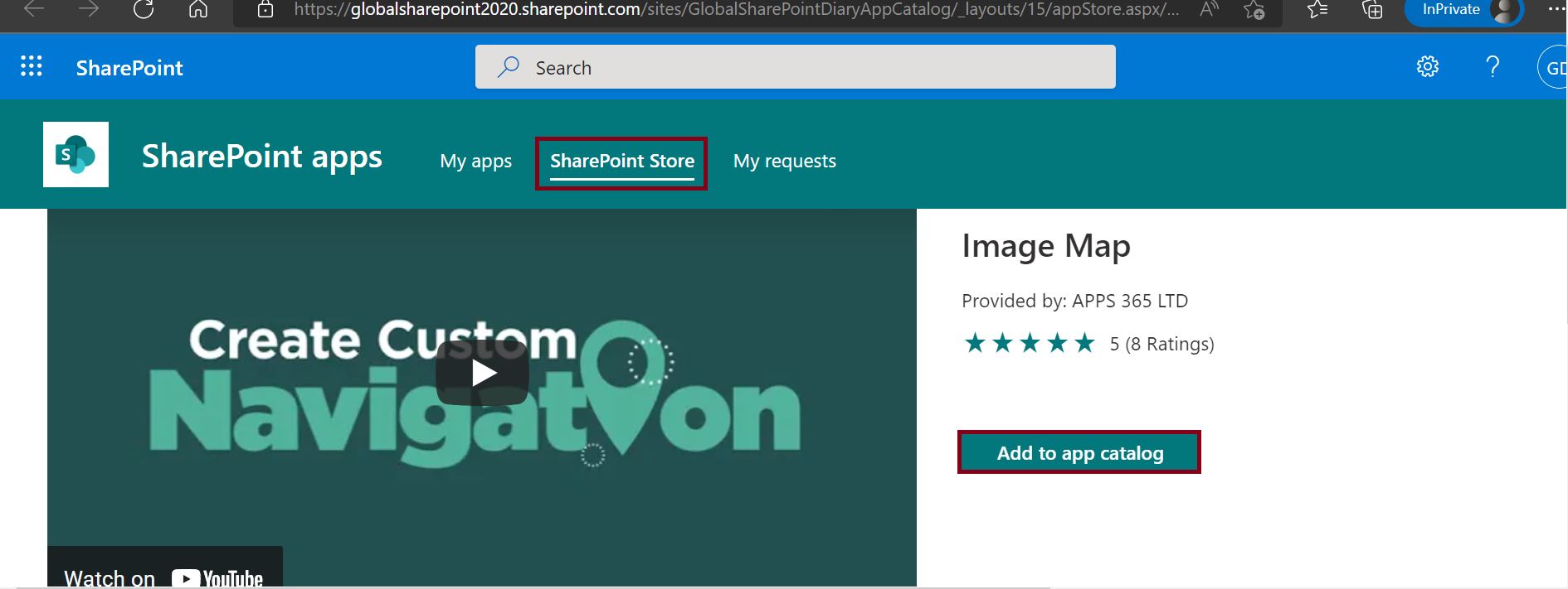 Add Image Map App to App Catalog site