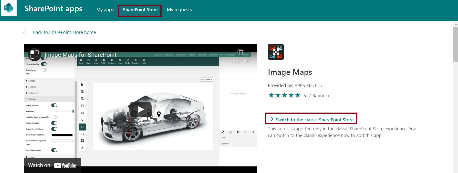 Switch to the classic SharePoint Store for Image Maps