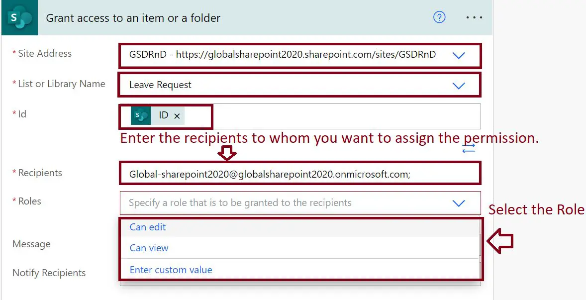 Grant access to an item or a folder - Item level permissions in SharePoint Online list using Power Automate