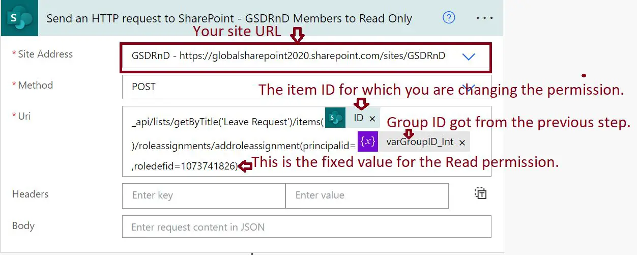 Item level permissions in SharePoint Online list - Set Read permission at item level using Power Automate