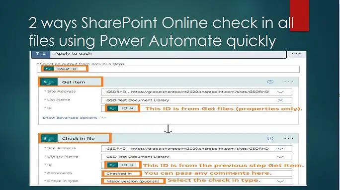 2 ways SharePoint Online check in all files using Power Automate quickly