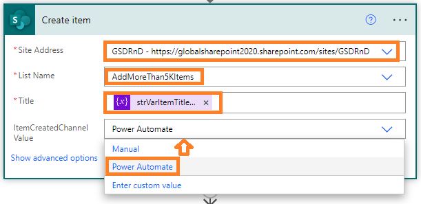 Create item action in Power Automate to create multiple items in SharePoint Online list