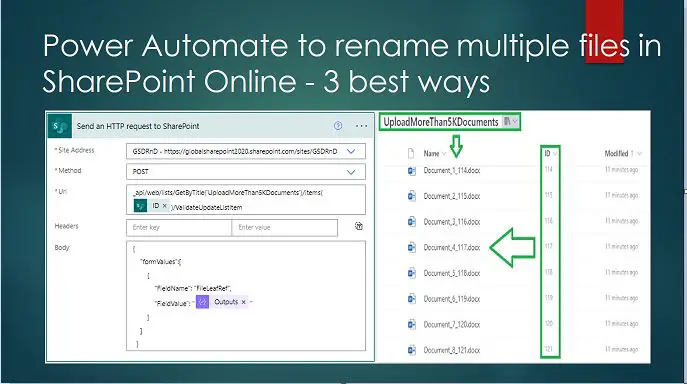 Power Automate to rename multiple files in SharePoint Online