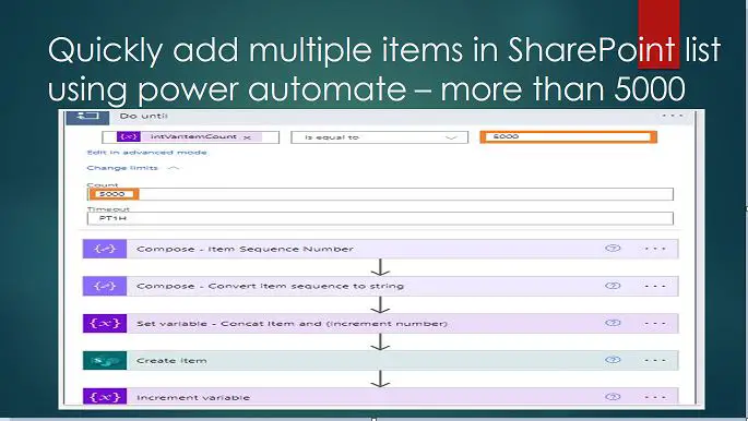 Quickly add multiple items in SharePoint list using power automate – more than 5000